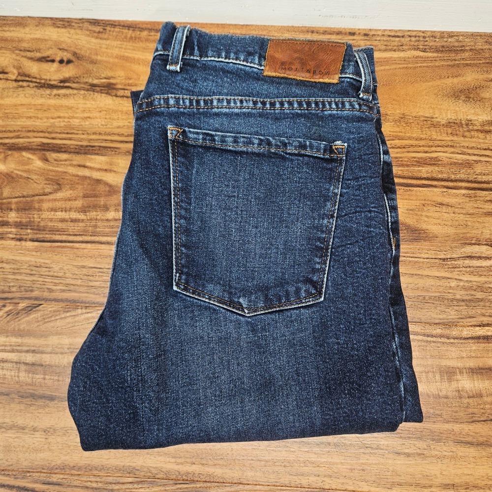 Mott & Bow Mens Slim Fit Jeans Dark Indigo Blue Denim 36x34 Stretch Casual Pants